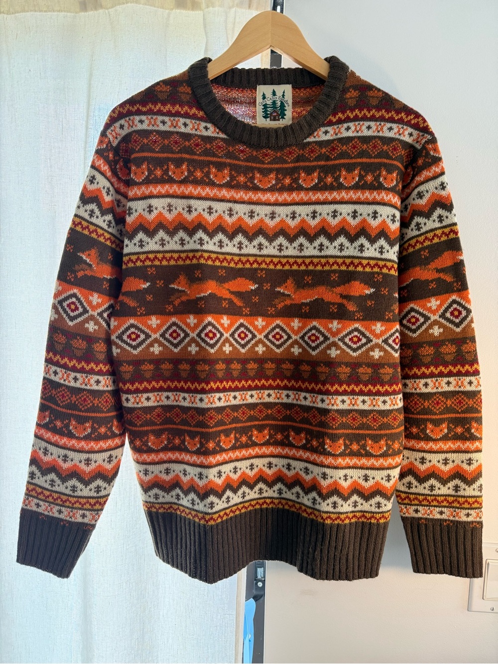 Kiel James Patrick Fantastic Mr. Fox Sweater Crewneck in Brown, size M